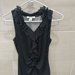 White House Black Market Black and White Polka Dot Top